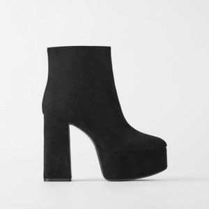 NWT ZARA Ankle Black Platform Boots Size 8 (39)